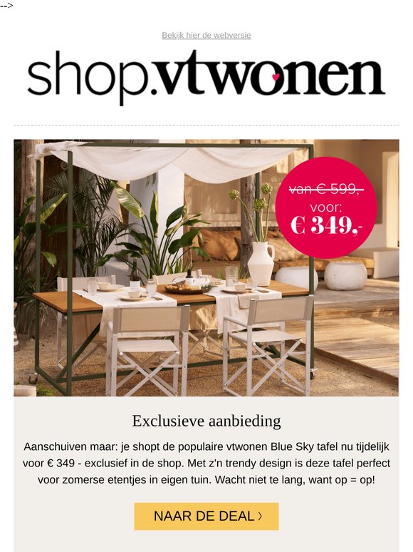 Exclusieve deal: shop de vtwonen outdoor eettafel met korting