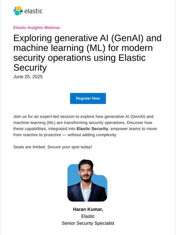 Elastic Insights webinar: Transform Security Operations with GenAI and ML