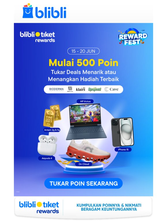 —, Tukar Poin = Diskon s.d 50% Bioderma, Dear Klairs hingga SAFF & Co.