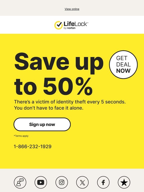 Did you hear? LifeLock is 50% off  📣