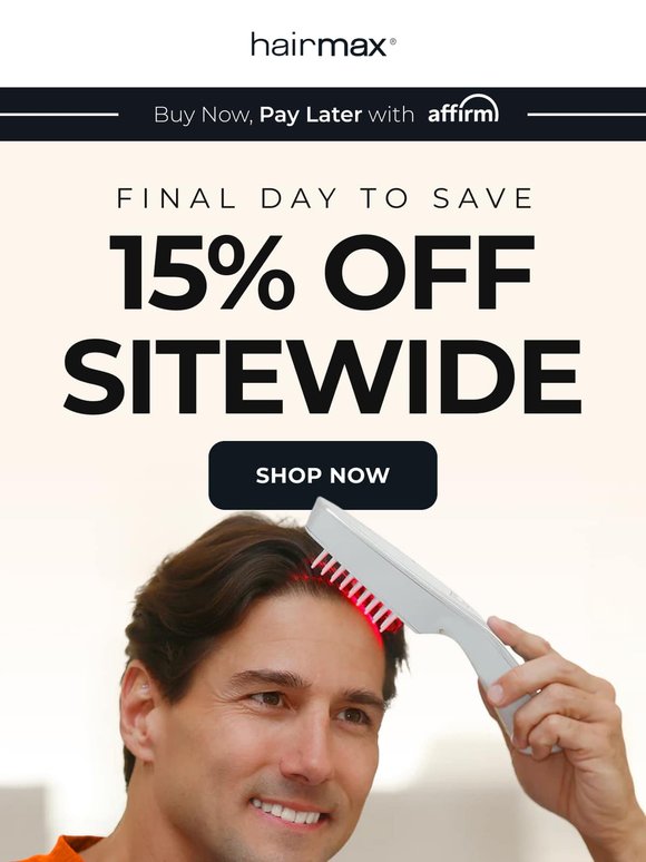 FINAL HOURS: 15% OFF All Hair Regrowth Products
