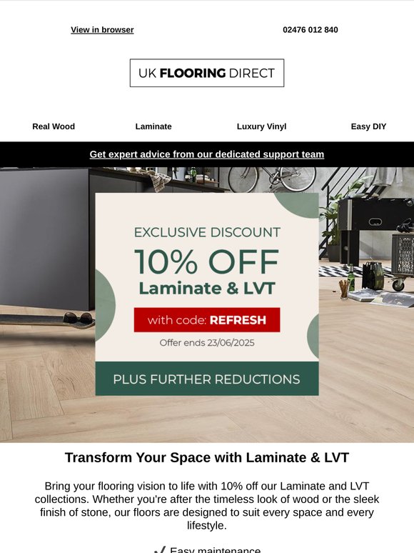 Take 10% Off Laminate & LVT ✨