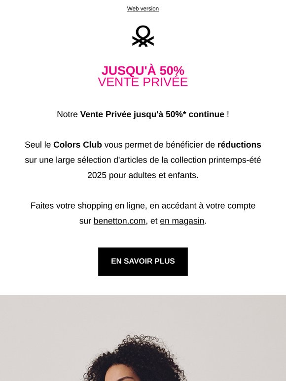 La vente privée se poursuit : jusqu'à 50%