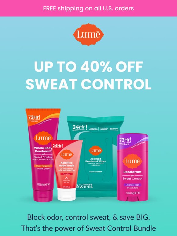 Take up to 40% off Sweat Control 💦⛔