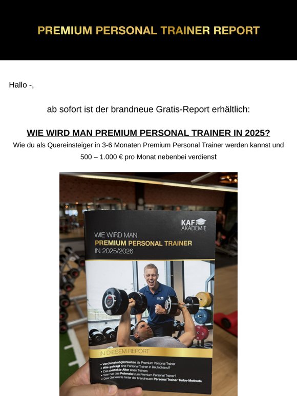 Neuer Gratis-Report: Wie wird man Premium-PT in 2025?