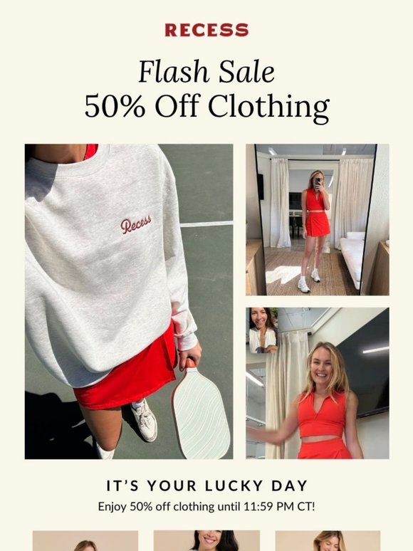One Day Only: 50% Off Clothing