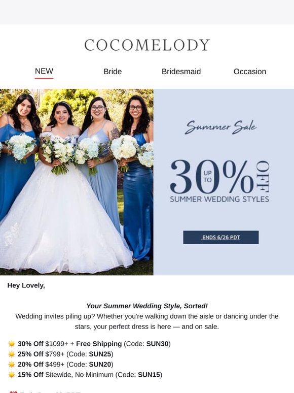 ☀️ Wedding Season Must-Haves — Now Up to 30% Off