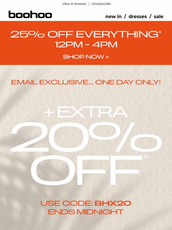 🚨 25% off everything + EXTRA 20% off!