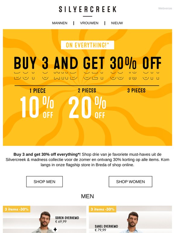 Buy 3 and get 30% off everything* 🔥