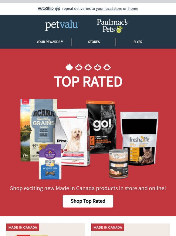 TOP RATED Made in Canada products for dogs & cats. Celebrating quality that’s lovingly crafted right here!