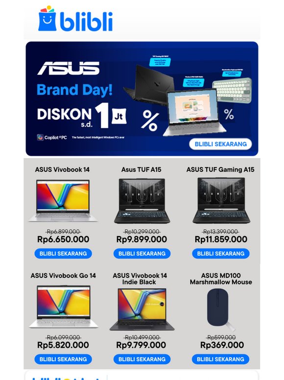 💻🔥ASUS Brand Day: Diskon s.d. 1 Juta.