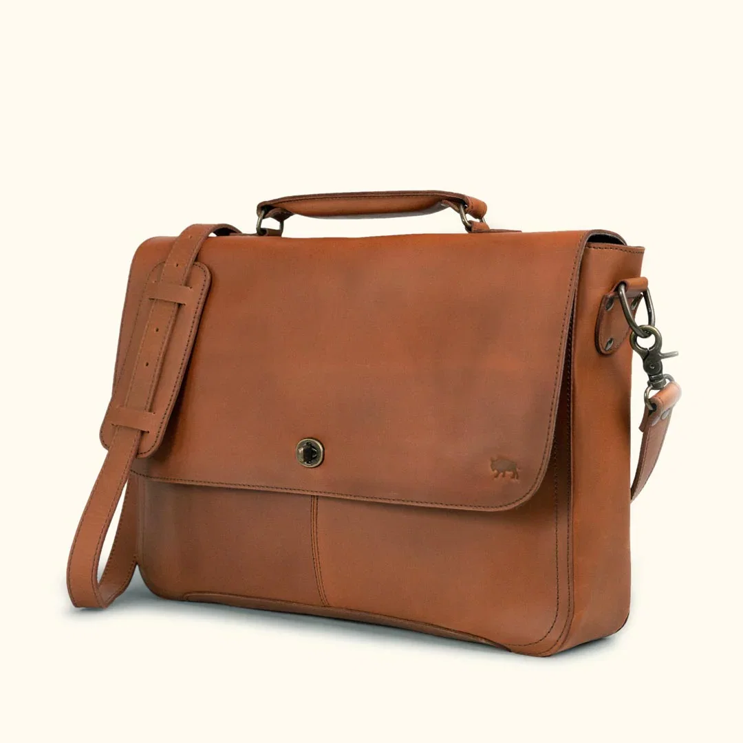 Image of Roosevelt Leather Laptop Messenger Bag | Amber Brown