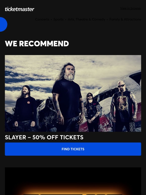 Slayer – 50% off tickets, Download 2026, Gladiators – Extra London dates added plus many more!