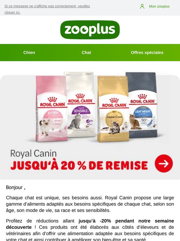 Jusqu'à 20% de remise sur Royal Canin ! 🐱