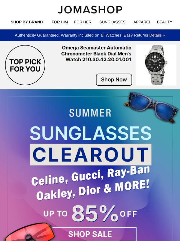 SUNGLASSES CLEAROUT: 85% OFF!