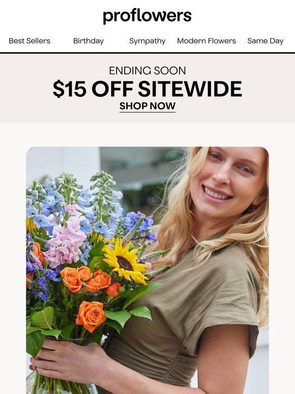 Flowers & Gifts for Any Occasion: $15 Off Today