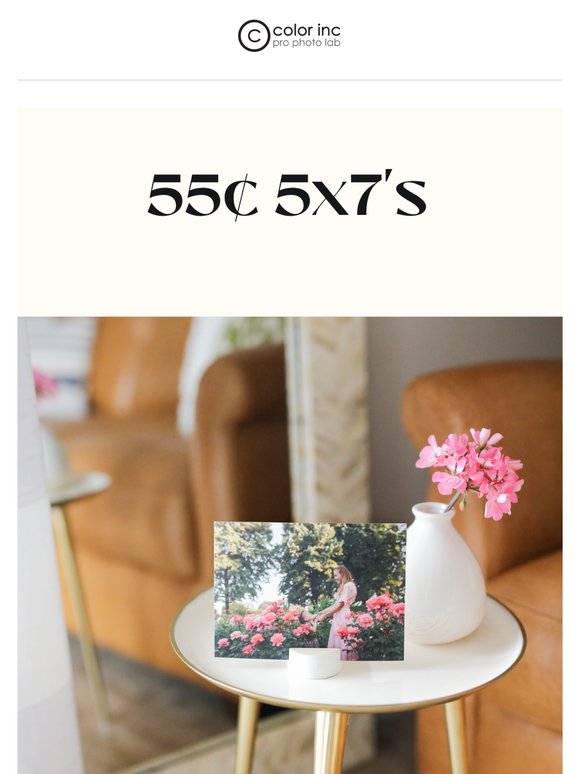 Starts now: 55¢ 5x7’s sale!