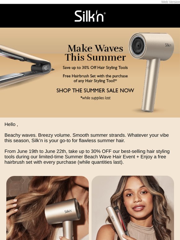 Summer Beach Wave Hair Event – Up to 30% off Hair Styling tools + Free hairbrush set!