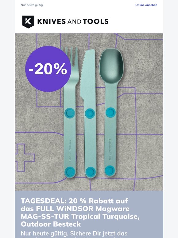 TAGESDEAL: 20 % Rabatt auf das FULL WiNDSOR Magware MAG-SS-TUR Tropical Turquoise, Outdoor Besteck