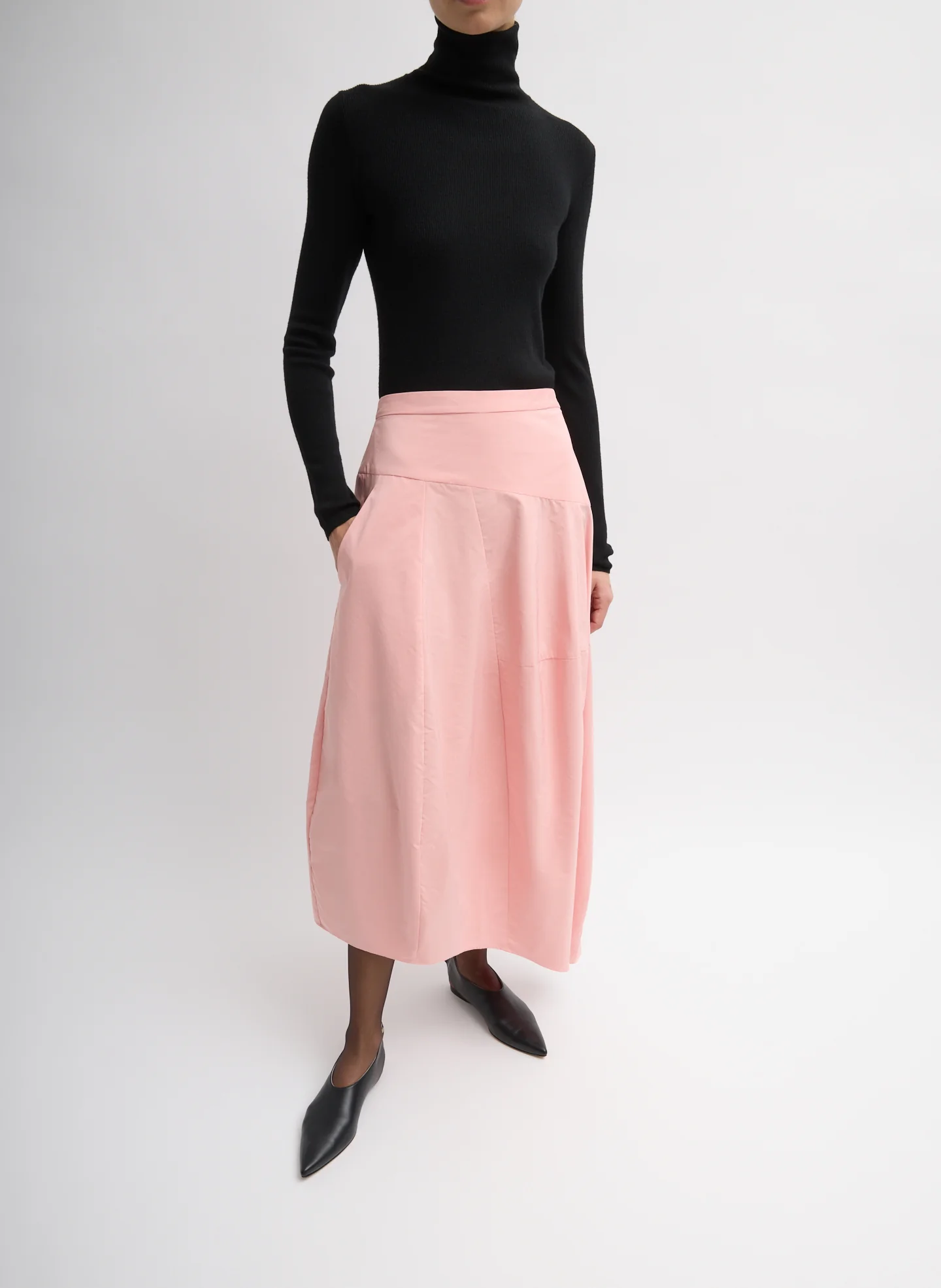 Image of Nylon Asymmetrical Balloon Skirt