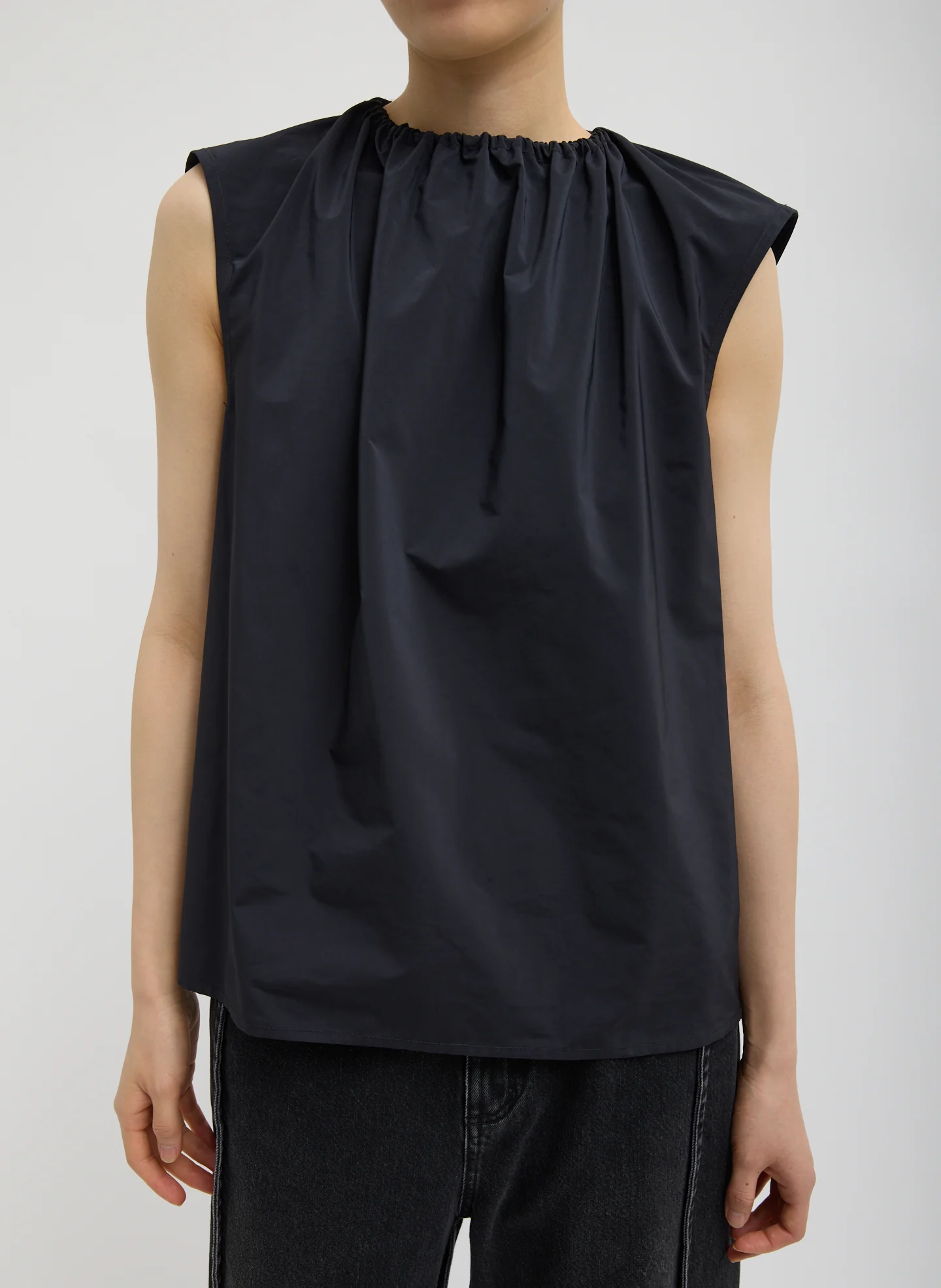 Image of Nylon Shirred Neck Top