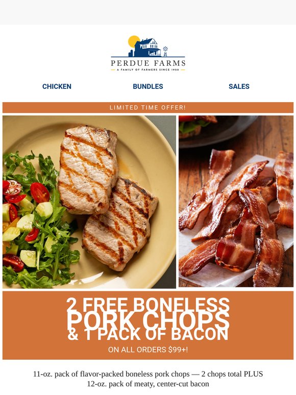 🥓Get FREE Bacon and Pork Chops with Your $99+Order!