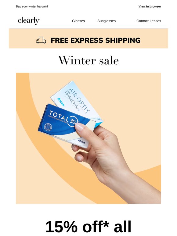 15% off all contacts + free express shipping ✨