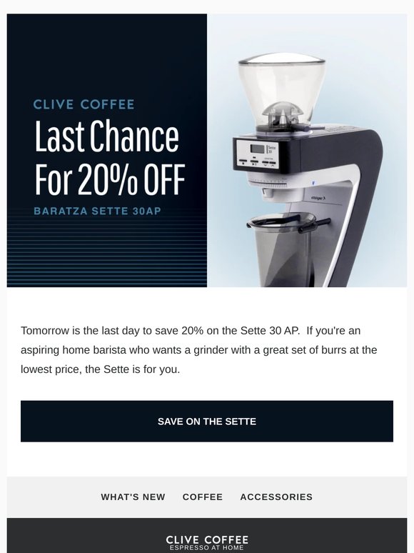 Baratza Sette Sale Ends Tomorrow!