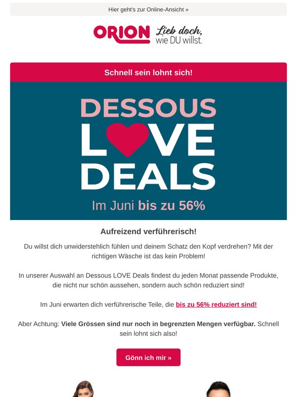 Deine Dessous LOVE Deals: Bis zu 56% warten im Juni