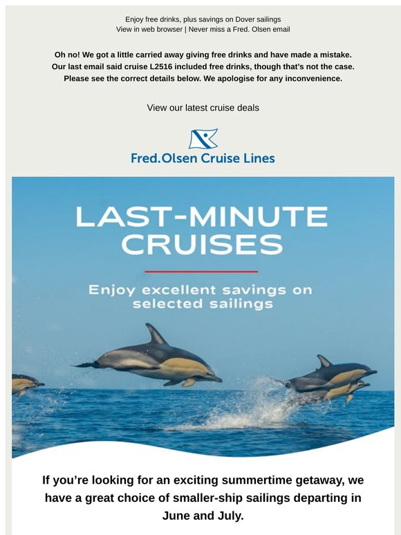 Mistake in our last email - Last-minute sailings from £899pp