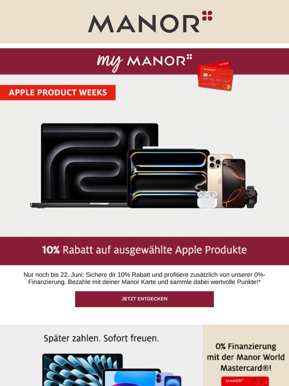 —, letzte Chance! 10% auf ausgewählte Apple Produkte