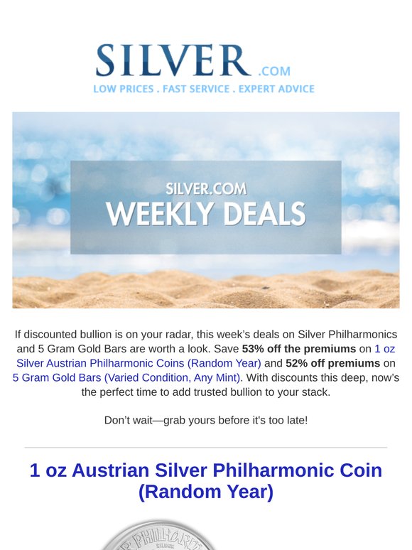 Premium Cuts on Silver Philharmonics & Gold Bars