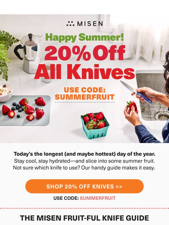 Slice Into Summer: 20% off Knives for a Limited Time