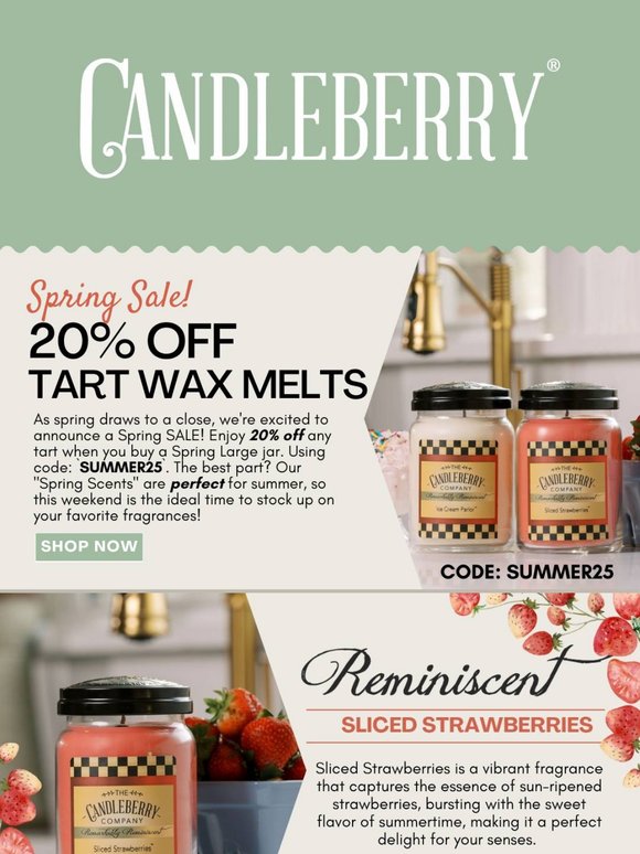 SPRING SCENTS SALE! 20% OFF TARTS NOW!