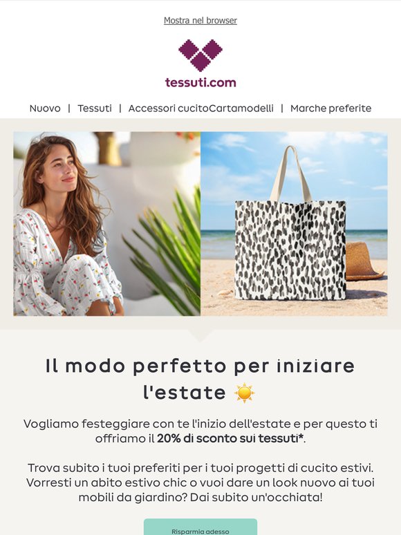 Solo per poco tempo: -20 % sui tessuti