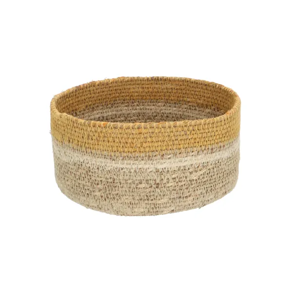 Panier, naturel, jonc de mer, jaune, Ø15 cm
