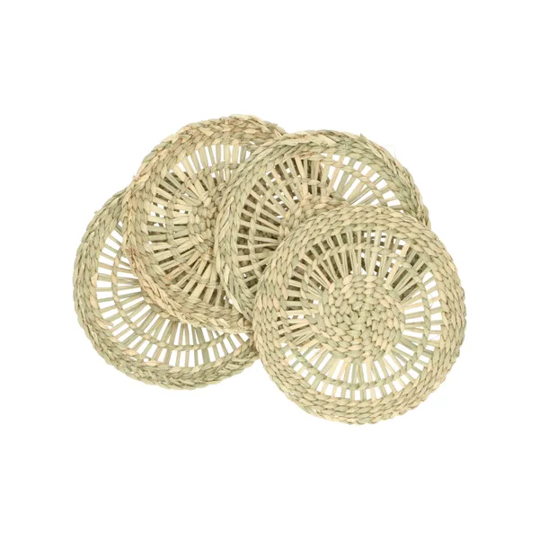 Dessous de verre rond, jonc de mer, Ø 11 cm, lot de 4