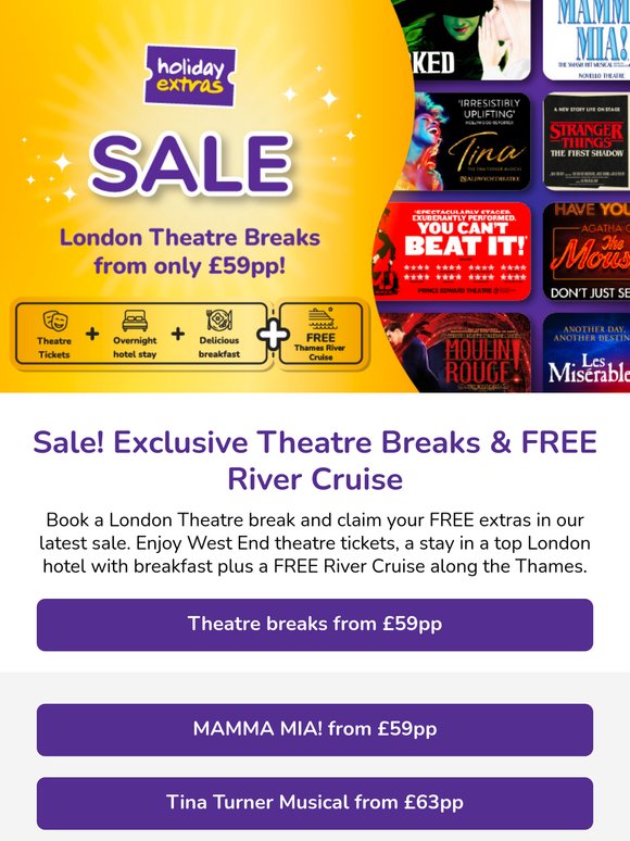 Sale: Theatre Breaks + FREE River Cruise ⭐
