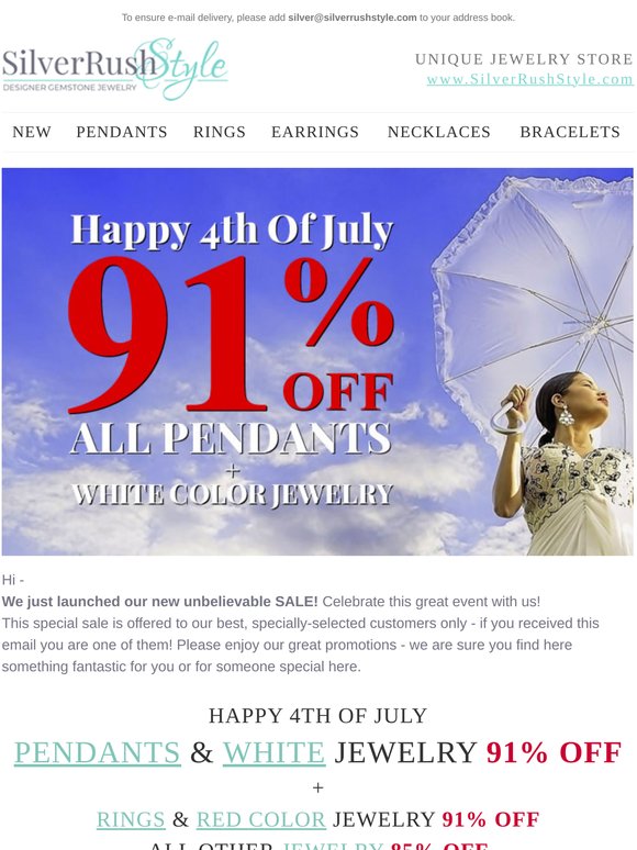 Happy 4th Of July - All 💎 Pendants + White Color Jewelry 91% Off