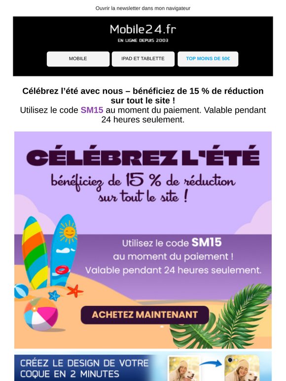 Célébrez l’été : -15 % sur tout le site aujourd’hui seulement !