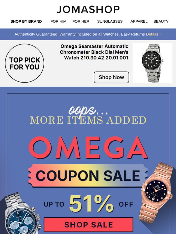 OMEGA WATCHES: More Items On Sale!