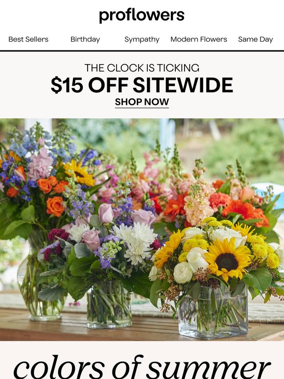 Ending The Week on a High Note - $15 Off Flowers!