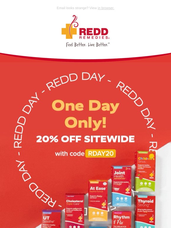 REDD DAY Savings! 20% Off Sitewide 🎉