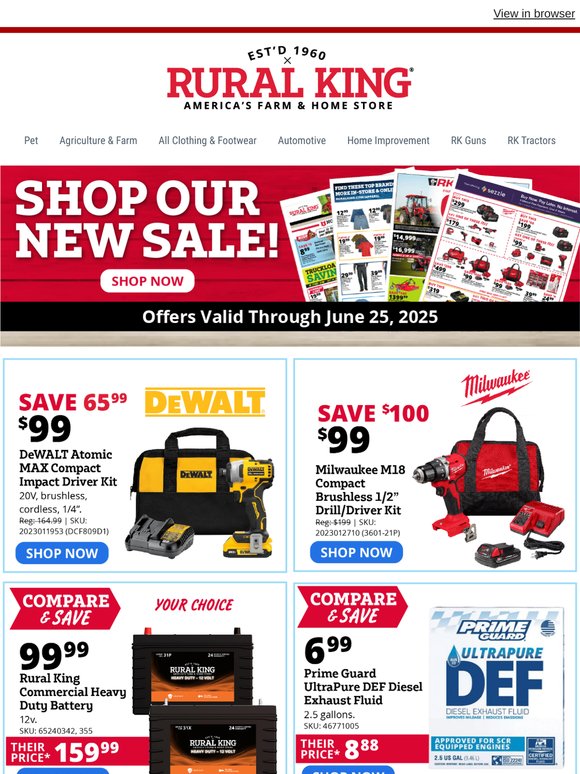 Tools at the Best Prices to Get Things Done & Stay on Budget! Milwaukee, DeWALT, Shell Rotella!