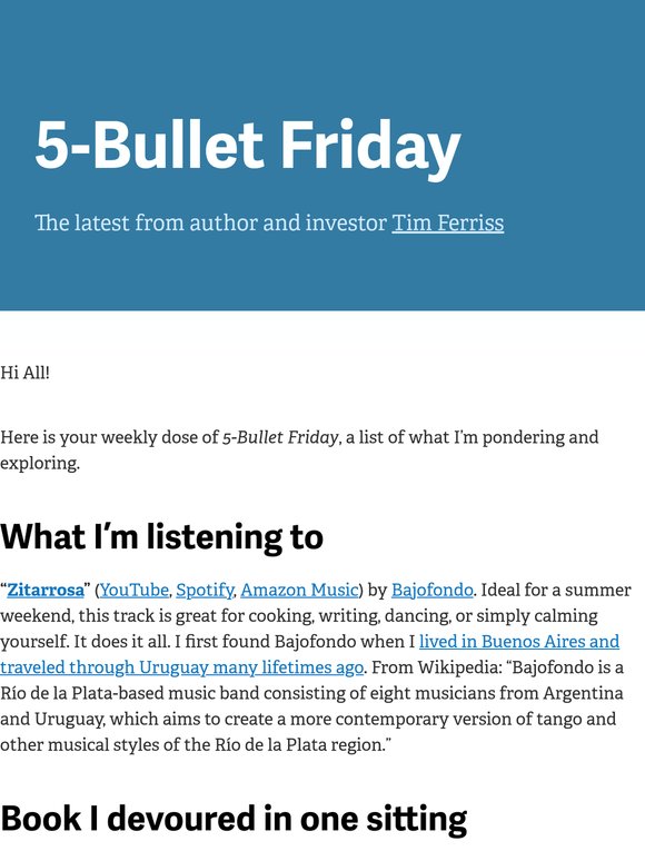 5-Bullet Friday — Deliciously Addictive Books, New Workout Tools, A Small Article with Big Payoffs, and More