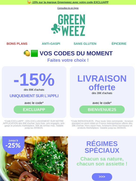 😋 Jusqu’à -25% sur vos régimes spéciaux
