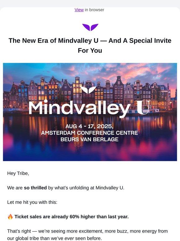 🎉 60% higher ticket sales… and a whole new Mindvalley U
