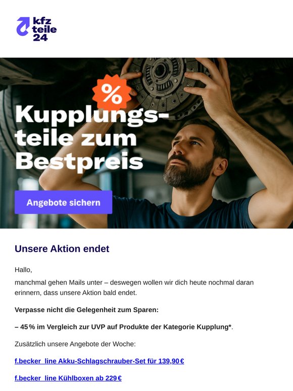 Letzte Chance: Kupplung zum Sonderpreis sichern