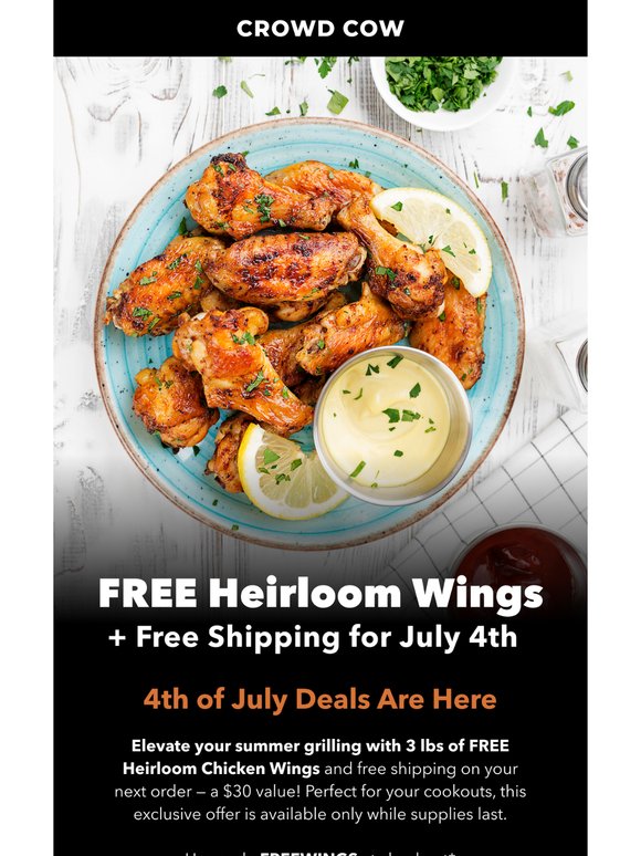 Going Fast: 3lbs of FREE Wings for 4th of July