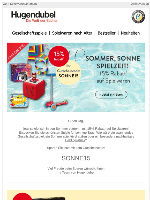 Sommer, Sonne, Spielzeit: 15% auf Spielwaren! 🌞🏖️